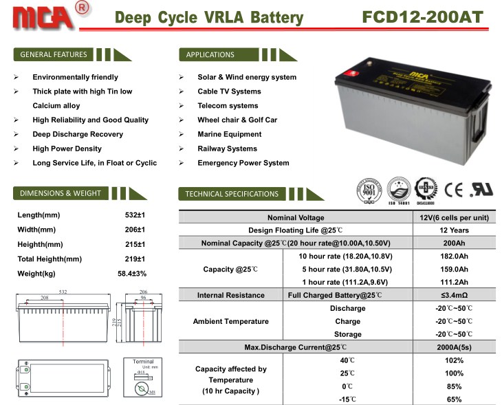 Deep Cell 200ah Solar Battery for Boat from China manufacturer - MCA ...