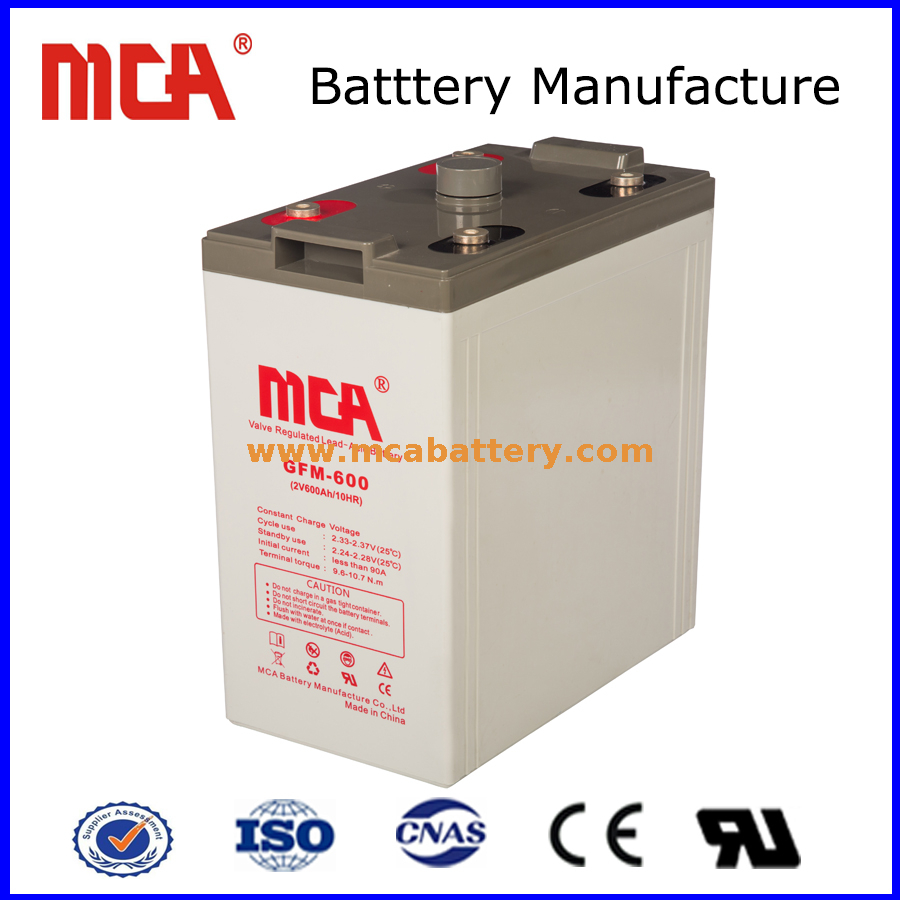 Lead Acid Storage Stationary Agm Battery 2V 600AH